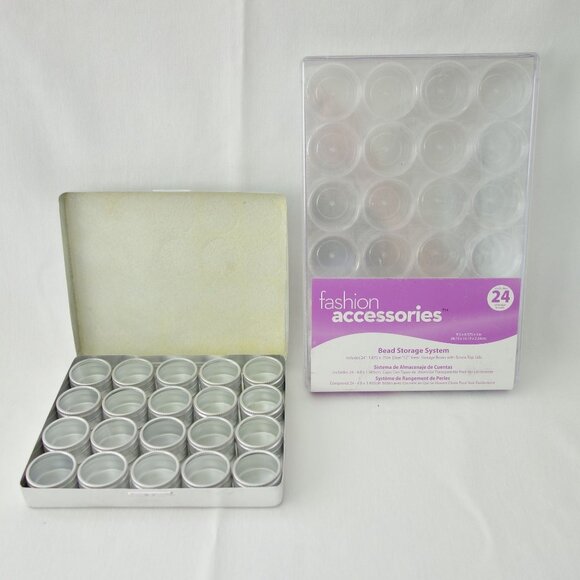 24 and 20 Piece Bead and/or Gem Storage System With Screw Top Lids - Picture 2 of 10